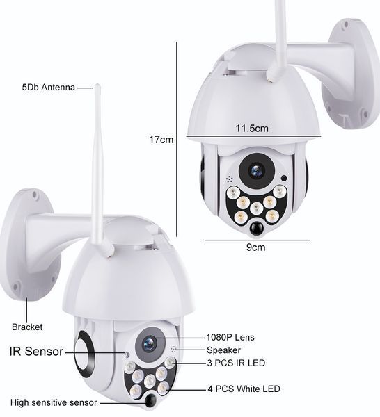 IP камера YCC365 2Mp 2,8-12mm Zoom WiFi SD-Card двосторонній звук PTZ подвійне світло, сигналізація &mdash; фото