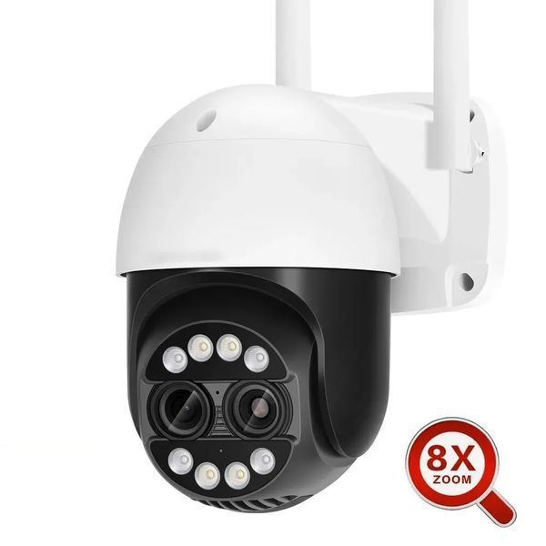 IP камера XM A20B4 4+4Mp ЧёрБел WiFi SD-Card двусторонний звук PTZ 3,6 мини двойной свет &mdash; фото