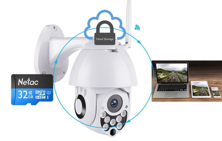 IP камера YCC365 2Mp 2,8-12mm Zoom WiFi SD-Card двосторонній звук PTZ подвійне світло, сигналізація &mdash; фото