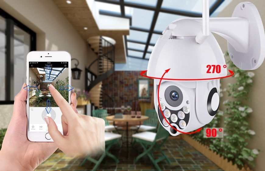 IP камера YCC365 2Mp 2,8-12mm Zoom WiFi SD-Card двосторонній звук PTZ подвійне світло, сигналізація &mdash; фото