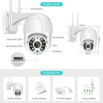 IP камера XM A8W2XM2-BL 2Mp Біла WiFi SD-Card двосторонній звук PTZ 3,6 міні подвійне світло &mdash; фото
