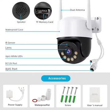 IP камера XM A15N 4MP White WiFi SD-Card двосторонній звук PTZ 3,6 подвійне світло &mdash; фото
