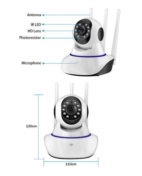 IP камера 2Mp WiFi SD-Card Відеоняня 3 антени з RJ-45 &mdash; фото